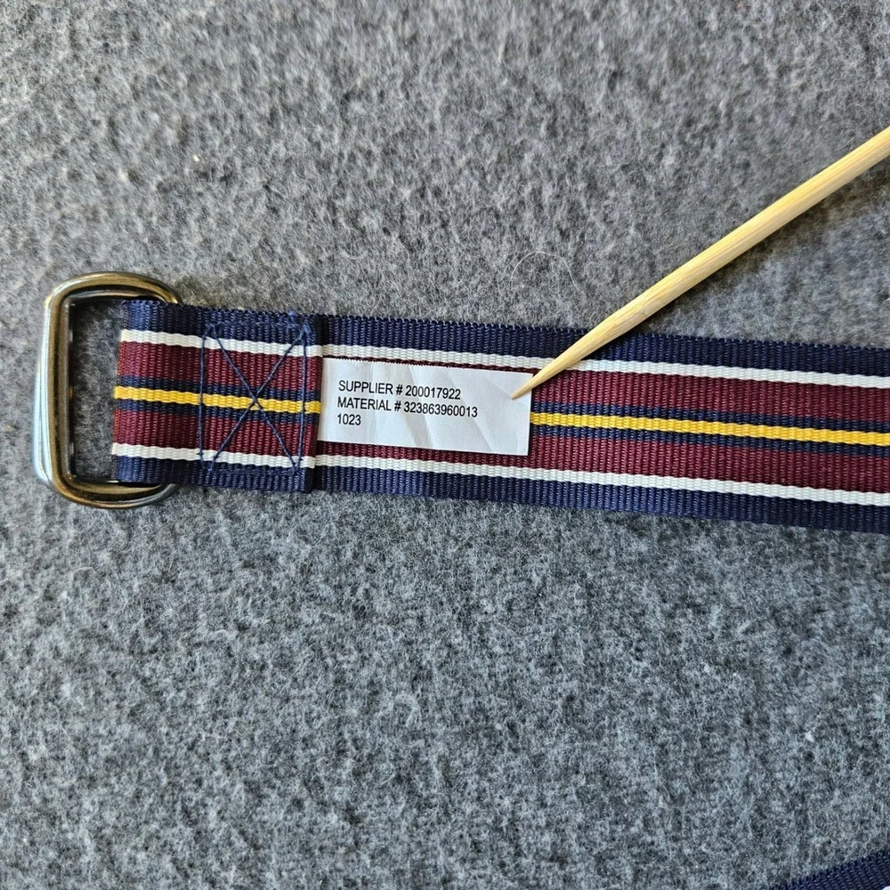 Polo Ralph Lauren Kids Striped Webbed Belt D-Ring Adjustable Sz 34in Preppy EUC